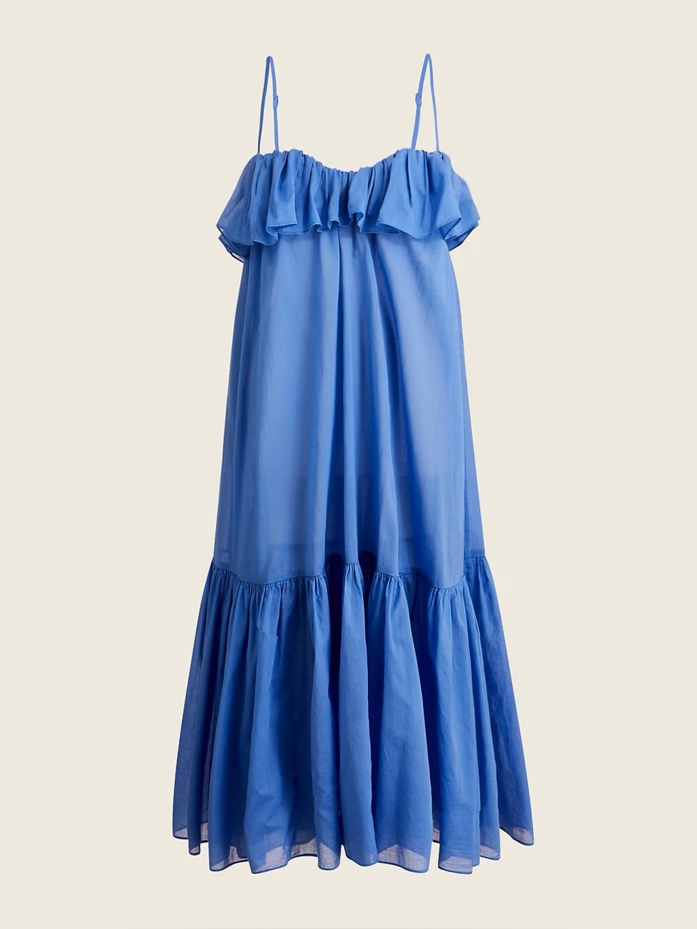 J.Crew Retro Blue Spaghetti Strap Ruffle Dress - NWT